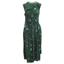 Preen Asymmetrisches Maxikleid aus Crpe de Chine mit Rüschen und Blumenprint Grün