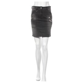 Falda midi Galliano gris de algodón Gris