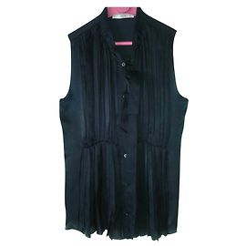 Blusa Prada sem mangas de seda preta Preto
