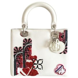 Christian Dior Lady Dior White Leather Handbag White