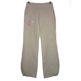 RARO PANTALONE ESTIVO KENZO JUNGLE CON RICAMI Beige