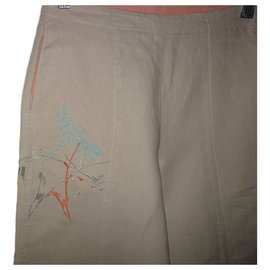 Kenzo-SEHR SELTENE KENZO DSCHUNGEL SOMMERHOSE MIT STICKEREI-Beige