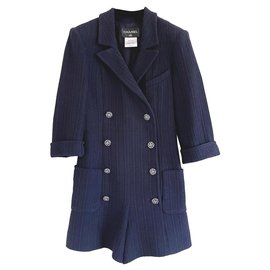 Chanel-Berühmter Tweed-Playpsuit-Marineblau