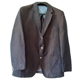 Giacca Bugatti Cognac e Azzurro in Cotone e Lino Cognac Blu chiaro