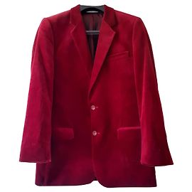 Bruce Field Red Cotton Velvet Blazer Jacket Red
