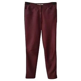 Calças justas de couro borgonha Christian Dior Leggings Sz.36 Outro
