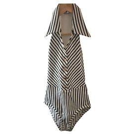 Costume intero Hermès con colletto pieghevole Nero Crema Bianco sporco Gold hardware