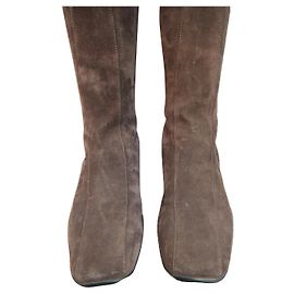 Bottes Prada en daim marron foncé taille 37,5 Marron foncé