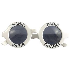 Occhiali da sole vintage ultra rari anni Chanel 90'S Bianco