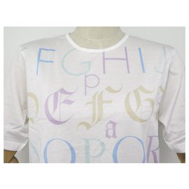 Hermès-NINE TSHIRT HERMES ALPHABET M 40 WOMAN IN WHITE COTTON COTTON WHITE SHIRT-White