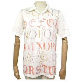Hermès-NINE TSHIRT HERMES ALPHABET M 40 WHITE COTTON POLO SHIRT COTTON WHITE SHIRT-White
