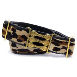 Fendi-Fendi belt 8C0328 SIZE LEOPARD FOAL LEATHER 80 85 LEATHER BELT-Brown