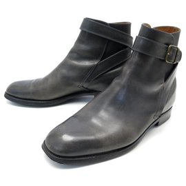 JM Weston-JM WESTON SHOES 722 6.5D 40.5 JODHPUR GRAY LEATHER ANKLE BOOTS + BOOTS-Grey