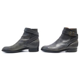 JM Weston-JM WESTON SHOES 722 6.5D 40.5 JODHPUR GRAY LEATHER ANKLE BOOTS + BOOTS-Grey