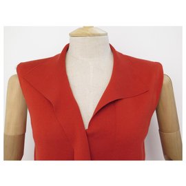 Hermès-HAUT HERMES SLEEVELESS T SHIRT M 38 RED COTTON COTTON TOP-Red