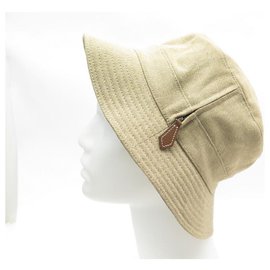 Hermès-NEW HERMES VENDOME HAT 57 051024N IN CREPE BEIGE NEW LINEN HAT-Beige