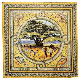 Hermès RARE HERMES PUZZLE UNDER CEDAR 270 SQUARE SCARF PIECES + SCARF BOX JIGSAW Multiple colors