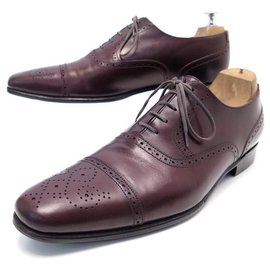 JM Weston-JM WESTON RICHELIEU FLORAL TOE SHOES 8.5D 42.5 IN BURGUNDY LEATHER SHOES-Dark red