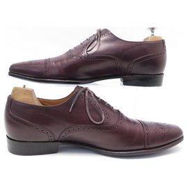 JM Weston-JM WESTON RICHELIEU FLORAL TOE SHOES 8.5D 42.5 IN BURGUNDY LEATHER SHOES-Dark red
