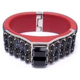 PRADA SAFFIANO STRASSARMBAND 1AJM93 T19 BLAUES UND ROTES LEDER + LEDERBOX Blau