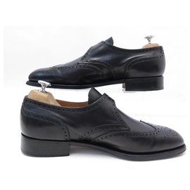 JM Weston-JM WESTON LOAFERS WITH BUCKLE 9C 43 BLACK LEATHER FLOWERED BUTTONS SHOES-Black