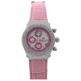 TECHNOMARINE TECHNODIAMOND WATCH 37 MM QUARTZ STEEL DIAMONDS +2 Bracelets Pink