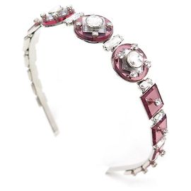 HEADBAND MIU MIU METAL BAND COM CRISTAIS PRATA STRASS HEAD JEWELLERY Prata