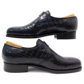 JM Weston-NEW JM WESTON SHOES 531 6E 40 BLACK CROCODILE LEATHER LOAFERS-Black