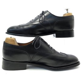 JM Weston-JM WESTON SHOES 676 7E 41 LARGE RICHELIEU IN BLACK LEATHER lined UPPER-Black