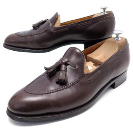 JM Weston-JM WESTON MOCASSINS SHOES WITH POMPOMS 173 9C 43 BROWN LEATHER LOAFERS-Brown