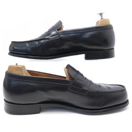 JM Weston-JM WESTON LOAFERS 180 8F 42 LARGE BLACK LEATHER LOAFFERS SHOES-Black