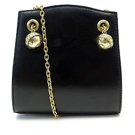 BOLSA JEAN CLAUDE JITROIS EM COURO PRETO E BOLSA DE OURO METAL Preto