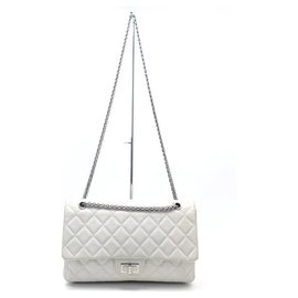 Chanel-BOLSA CHANEL MAXI 2.55 ALÇA DE OMBRO DE COURO Acolchoada ED. aniversário-Branco