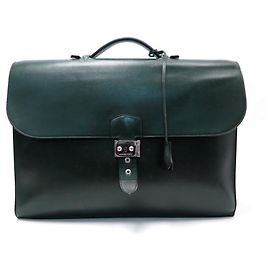 Hermès HERMES SATCHEL BAG DEPECHES BAG 3 BRIEFCASE GREEN BOX LEATHER BELLOWS Green