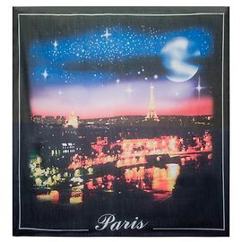 NUOVA SCIARPA CHALE BALENCIAGA SOUVENIR DE PARIS 452473 140 SCIALLE IN SETA CM Nero