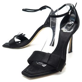 Christian Dior NEU DIOR SCHUHE SANDALEN MIT STRASSABSATZ 38.5 SCHUHE IN SCHWARZEM SATIN-BOX Schwarz