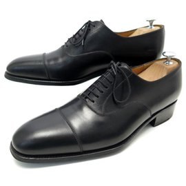JM Weston-JM WESTON SAVILE SHOES 415 7D 41 Richelieu 7 BLACK LEATHER EYELETS SHOES-Black