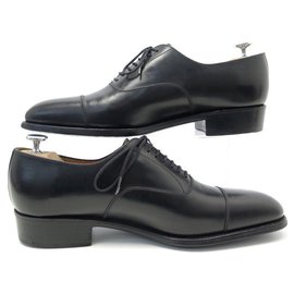 JM Weston-JM WESTON SAVILE SHOES 415 7D 41 Richelieu 7 BLACK LEATHER EYELETS SHOES-Black