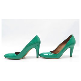 Céline-Celine shoes 39.5 GREEN LEATHER PUMP SHOES-Green