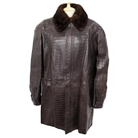 Zilli-NEW ZILLI FLAVIEN T COAT52 L IN CROCODILE LEATHER ALLIGATOR COAT-Brown
