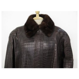 Zilli-NEW ZILLI FLAVIEN T COAT52 L IN CROCODILE LEATHER ALLIGATOR COAT-Brown