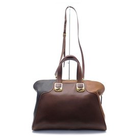 Fendi-NEW FENDI CHAMELEON LARGE HANDBAG 8BL110 BROWN LEATHER STRAP BAG-Brown