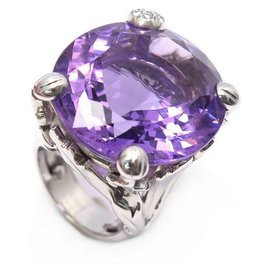 Dior-DIOR MISS DIOR GM T RING51 LE BAL COLLECTION IN WHITE GOLD DIAMONDS AND AMETHYST-Silvery