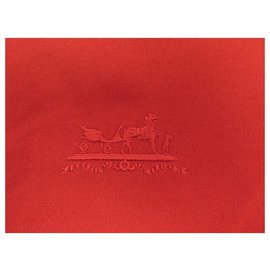 Hermès-REVERSIBLE HERMES HORSES BLANKET RED COTTON CANVAS PLAID BED COVER BLANKET-Other
