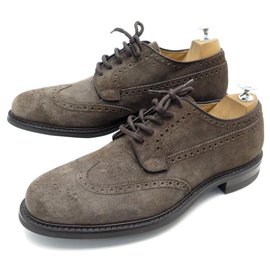 Church's-NEW CHURCH'S COTTERSTOCK SHOES 9.5g 43.5 FLORAL BUTTON DERBY SUEDE TAUPE-Taupe
