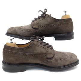 Church's-NEW CHURCH'S COTTERSTOCK SHOES 9.5g 43.5 FLORAL BUTTON DERBY SUEDE TAUPE-Taupe