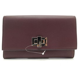 Fendi-NEW FENDI PEEKABOO CONTINENTAL WALLET 8M0308 LEATHER + WALLET BOX-Dark red