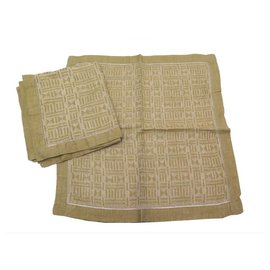 Hermès LOT HERMES 4 NAPKINS GEOMETRICAL LINEN NAPKINS CAMEL LINEN Camel