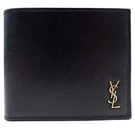 NEW YVES SAINT LAURENT TNY MONOGRAM EAST / WEST WALLET 610193 Leather Black