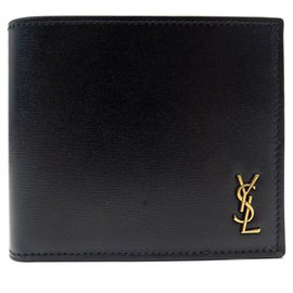 Yves Saint Laurent-NEW YVES SAINT LAURENT TNY MONOGRAM EAST / WEST WALLET 610193 Leather-Black